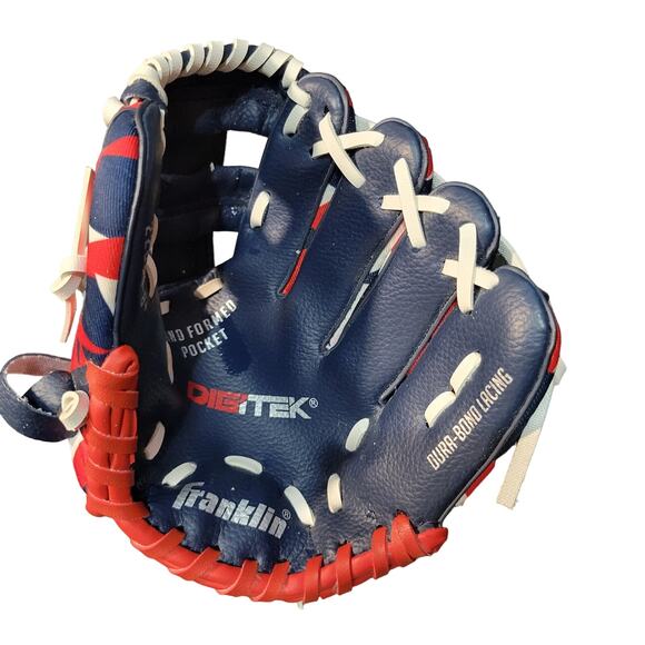 Franklin My first T-Ball Baseball Glove 8" Digitek Red White & Blue Mitt - Picture 1 of 7